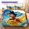 Son Goku Pattern Bedding,Quilt Set Quilt Cover Pillowcase Home Birthday Gift (1 * Duvet Cover + 2 * Pillowcase, Without Core)