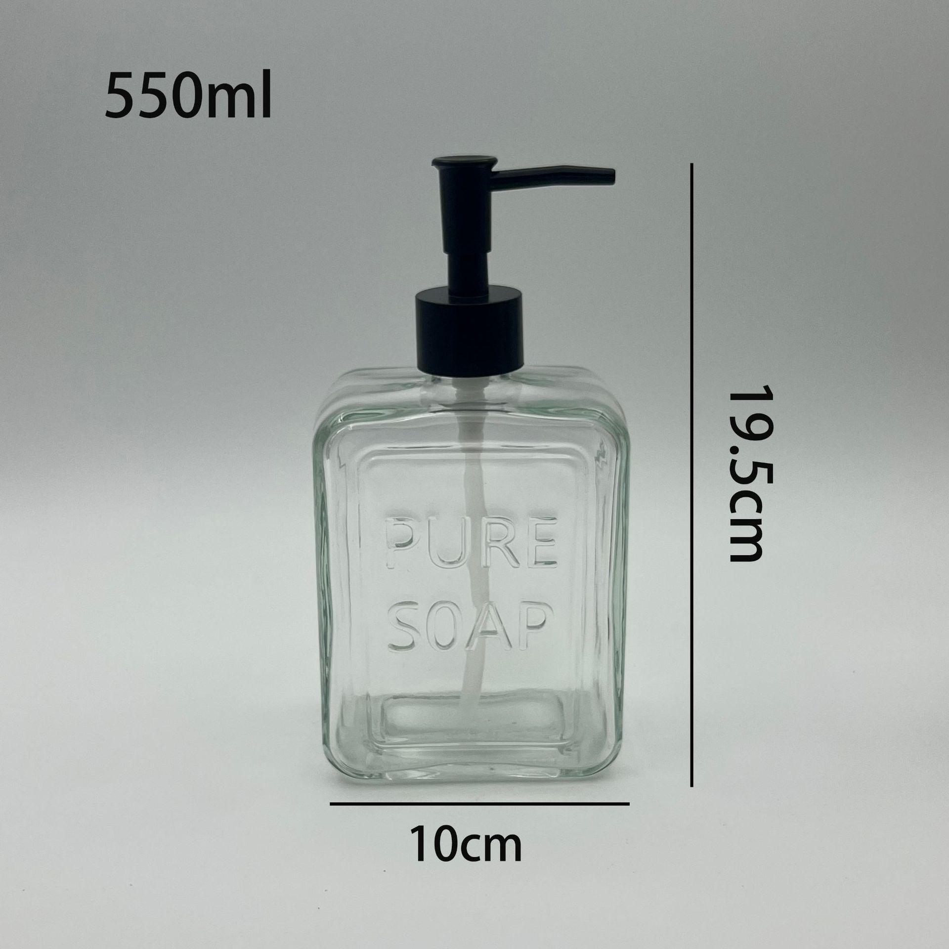 18 oz quadratischer Glas-Seifenspender mit Pumpe - Transparente Badezimmer- und Shampooflasche Clear; Black Pump white