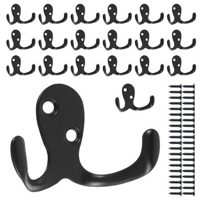 20 Pcs Clothes Double Hooks Wall Mounted Zinc Alloy Bathroom Towel Coat Hat Bag Hanging Hooks for Kitchen Bedroom Wall
