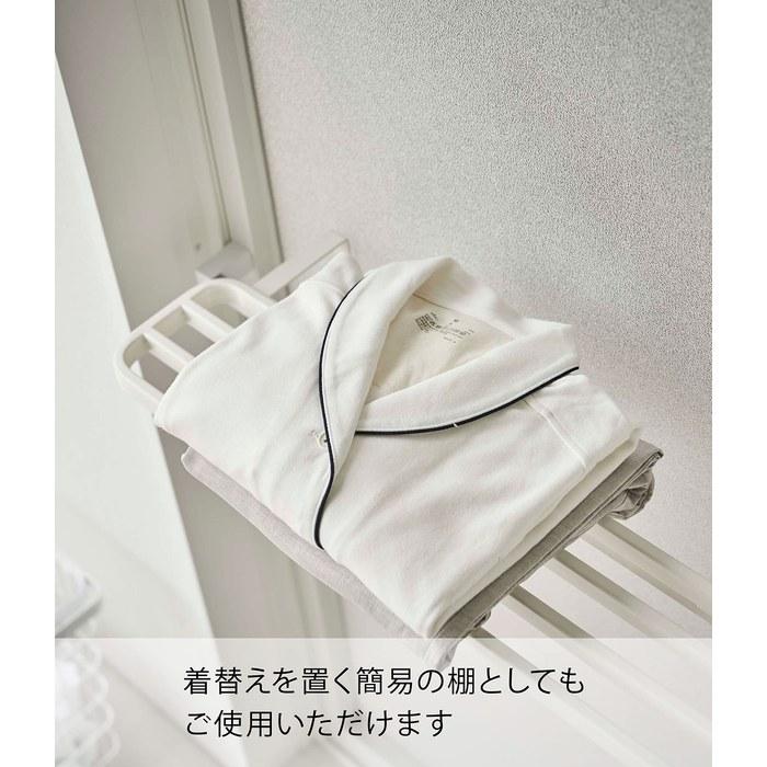[Yamazaki] Bathroom Door Towel Bar Upper, Bath Towel Hanger White, Approx. W57.5 x D22.3 x H17cm, Tower, Easy Installation, Pajama Storage,