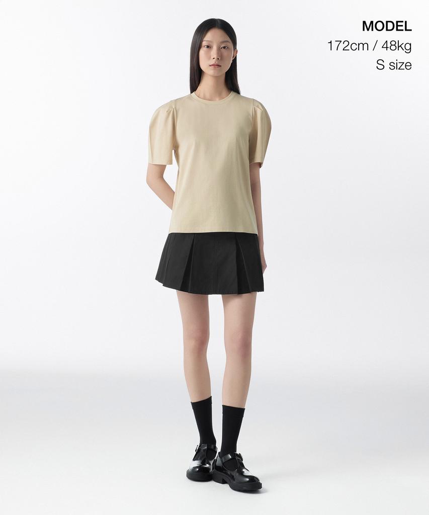 MUSINSA STANDARD WOMAN Women'S Silket Puff Sleeve T-Shirt [Light Beige]
