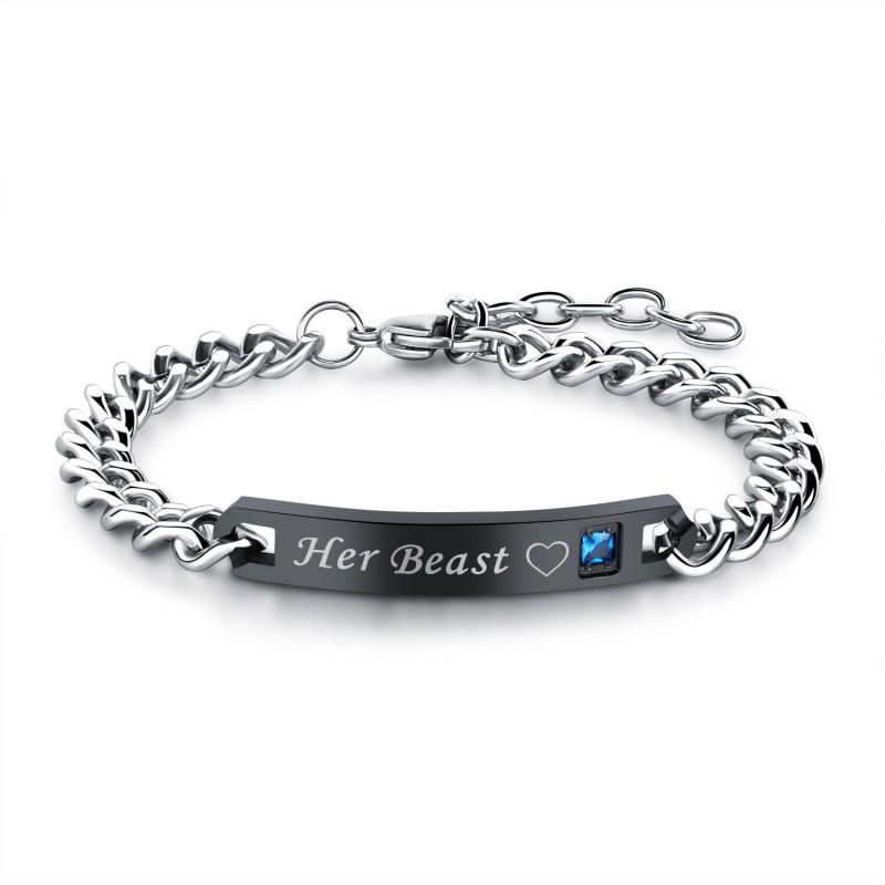 

Couple Bracelet Titanium Steel 3D Rose Gold Personalized Engraved Men s Women s Accessories