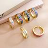 Ring rhombus geometric color ring temperament court style retro opening adjustable non-fading ring women