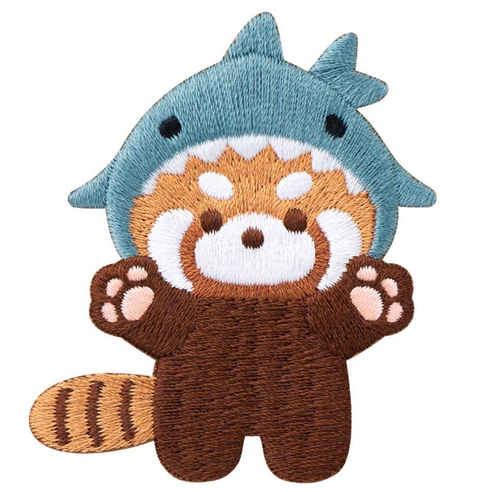 Broszka Panda Czerwona Tygrys Haft Rekin Pin Panda Czerwona Wykwintna Broszka Zwierzęca Prezent