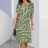 2026 New Y2K Retro Striped Printed Dress Ladies Elegant Short-sleeved Casual Dress Fashion Casual Loose Dress