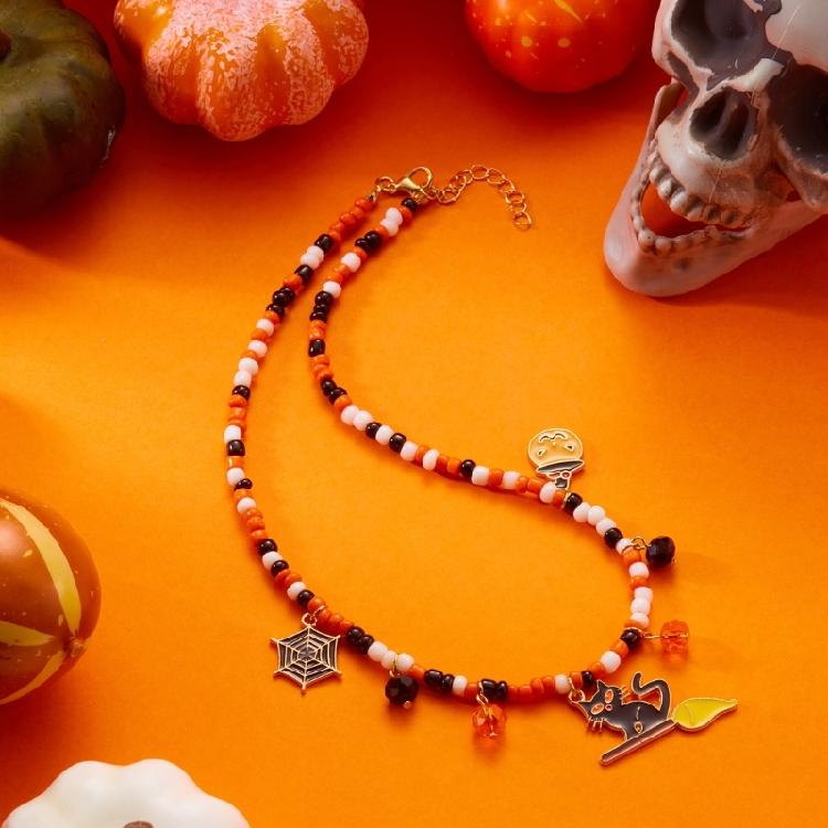 Halloweens Party Necklace With Spiders Pendant Alloy Chain Costume Jewelry for Women Girls and Boys
