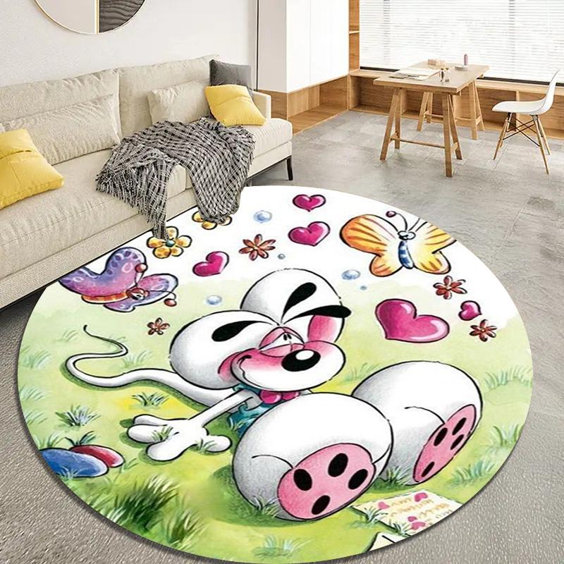 Diddl Round Area Rug,Carpet Rug for Living Room Bedroom Sofa Playroom Decor,Non-slip Floor Mat8