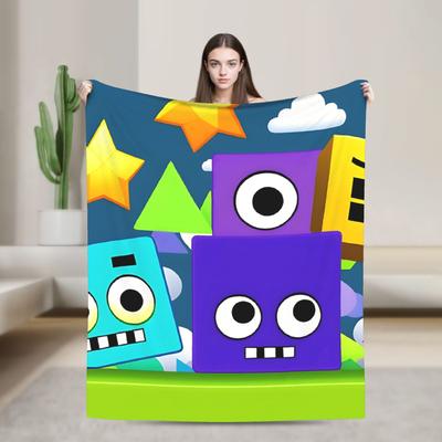 Geometry Dash Gaming Gra Koc Jakość Ciepły Miękki Koc Rzutowy Jesień Dzieci Dorosły Salon Puszysty Narzuta