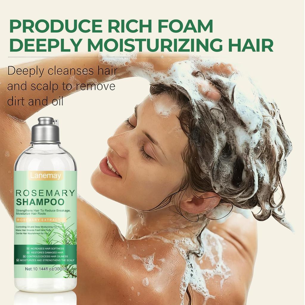 Rosemary Shampoo-Gentlw Cleanses Nourishes & Purifies Hair & Scalp-Suitable for All Hair Types, 300ml
