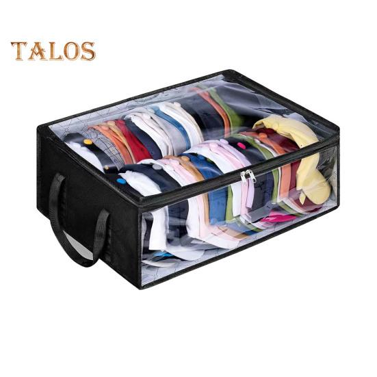 

Сумка для хранения головных уборов, органайзер для бейсболок с усиленной ручкой, застежка-молния, вместительный прозрачный держатель для головных уборов чёрный