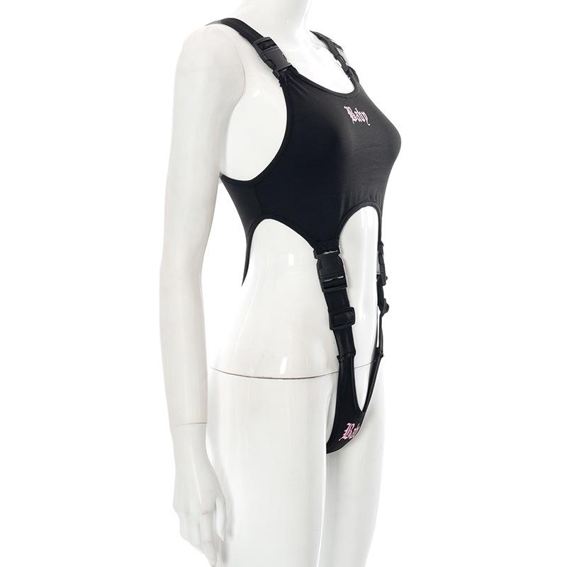 Jednobarevné snapback popruhy odhalená pupeční šňůra módní ležérní sportovní overal tanga dámská