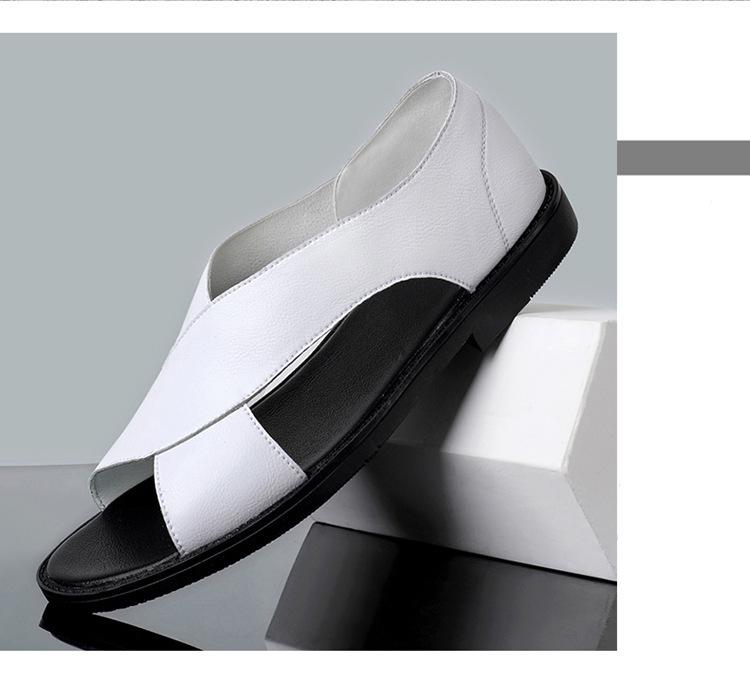 Men's Cowhide Leather Roman Sandals - New Casual Outdoor Summer Shoes with Soft Non-Slip Soles