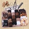 1109pcs Medela Color Series Casual Style Hair Tie Set, Including Dark Earth-tone Hair Ties and Seamless Hair Ties, Hair Elastics and Styling Tools