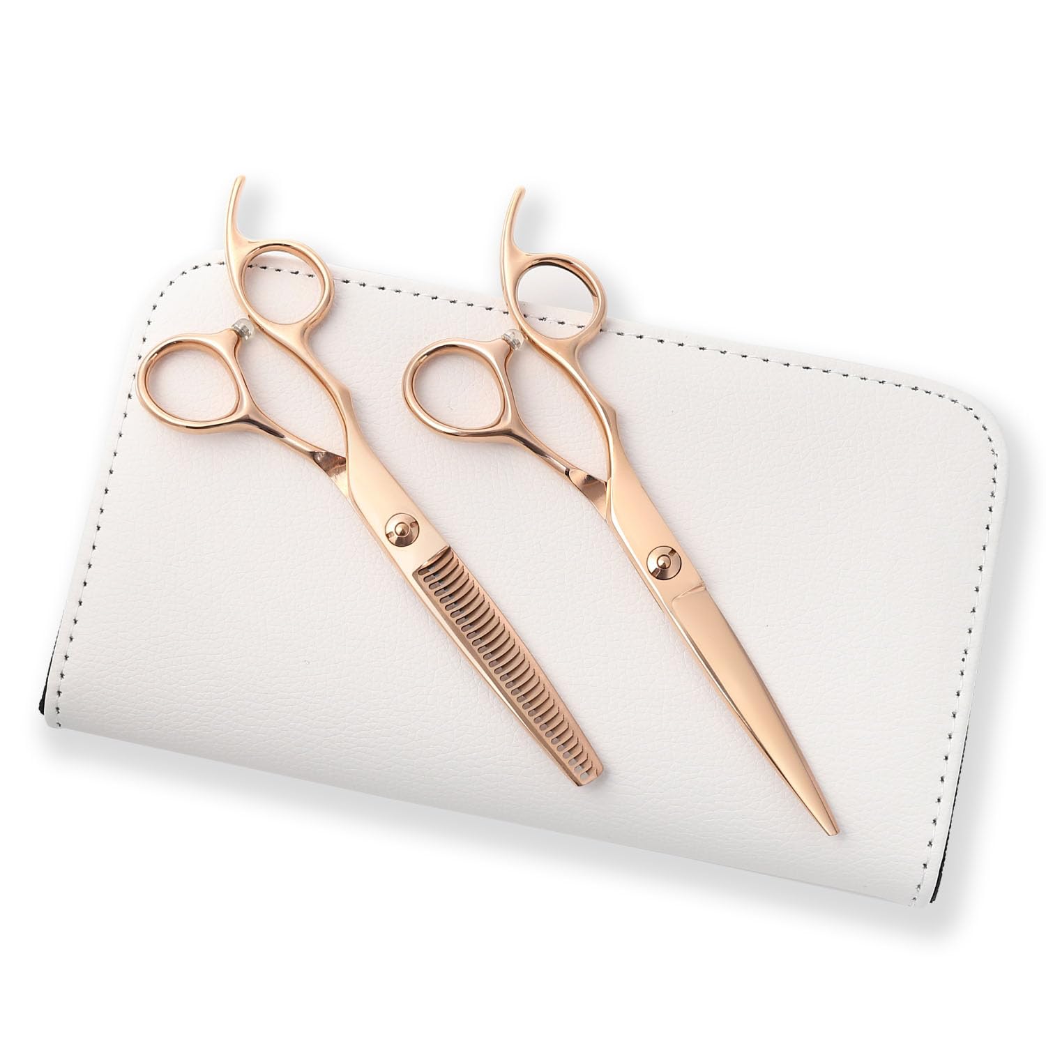 

DEEDS GTZ Pink Gold Titanium Scissors and Thinning Shears approximately thinning with a dedicated case Thinning Shears [PF] Left-Handed (6.0 inches)