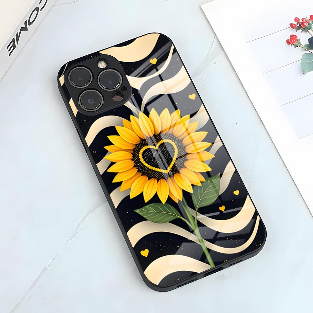 Beautiful Sunflower Phone Case For IPhone 17 Pro Max 15 Pro 16 14 Plus 12 13 Mini 11 Pro Shockproof Glass Cover
