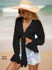 Long-Sleeve Bamboo Cotton Beach Cover-Up with Front Tie for Women