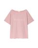 Seuteulaipeumagalin Lettering Pigment Off-Shoulder Vintage T-Shirt Pink