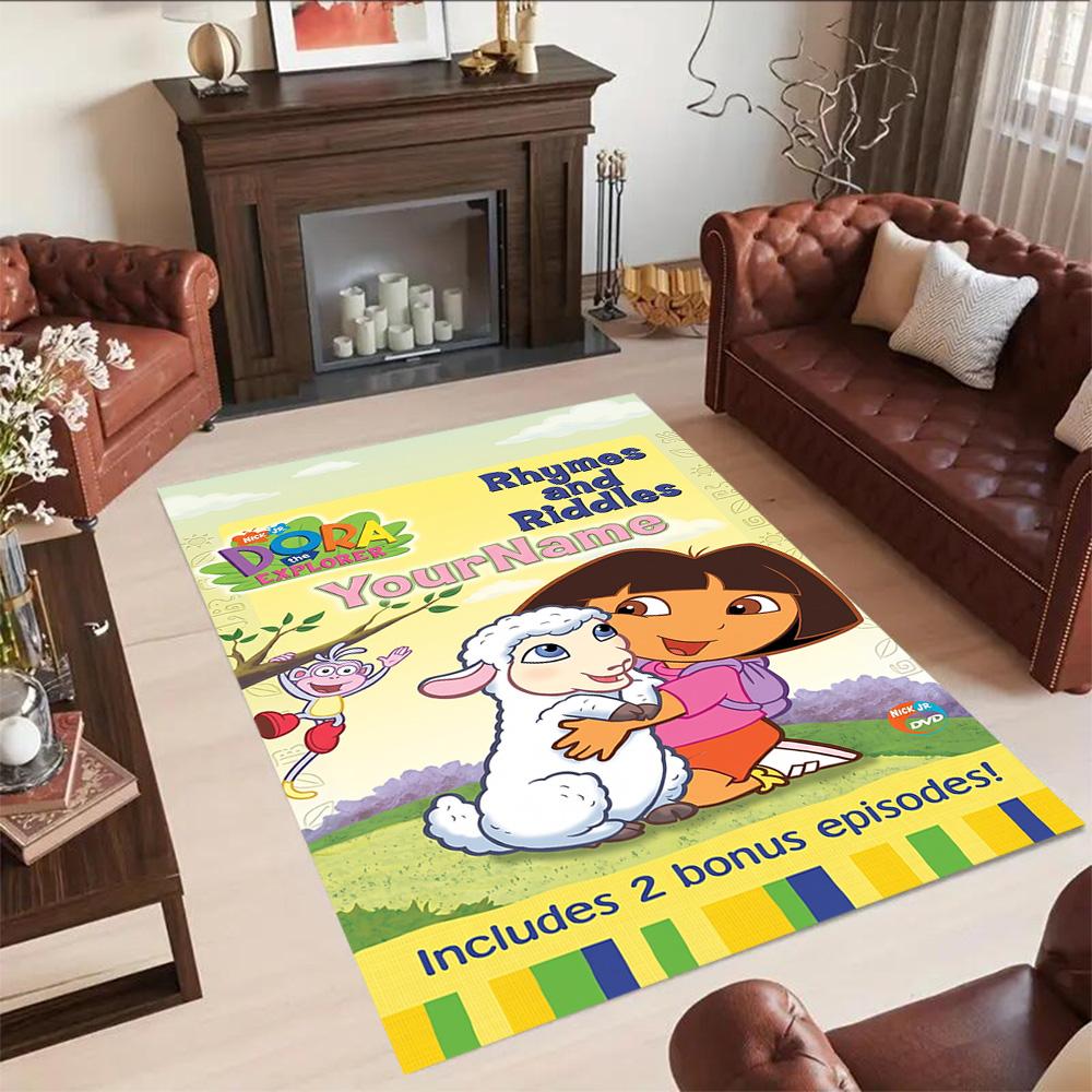 Dora Explorer Customizable Name Area Rug Design for Playrooms Balcony Bedrooms Hallway Antislip Carpet Office home decor Best for Christmas
