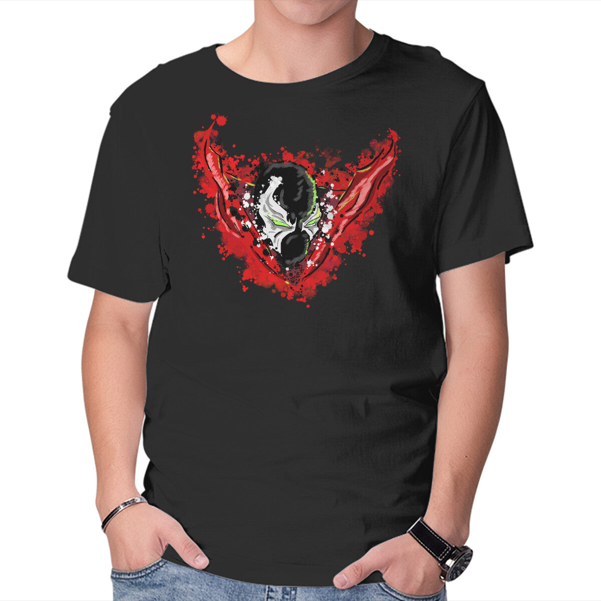 Unisex Crew Neck T-Shirt Hell Hero Graphic Short Sleeve Casual Tee S