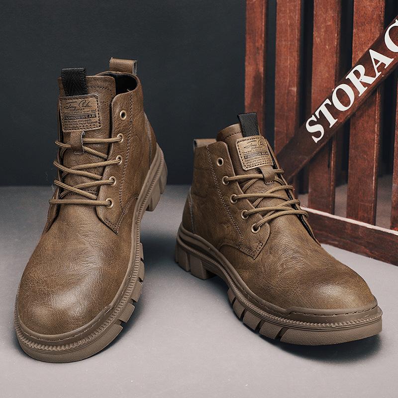 

Martin boots men s autumn 2025 new high-top British style PU medium-top leather shoes men s black tooling boots winter 44