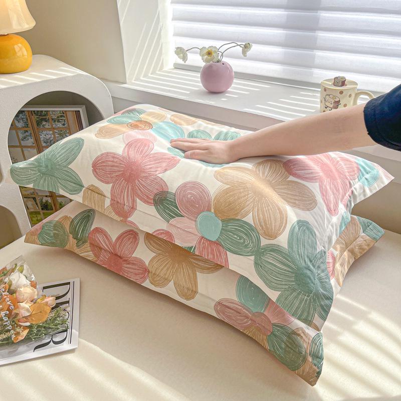 Children's Floral Pillowcase Set - Cotton with Memory Foam Core Cover (30x50cm & 40x60cm)