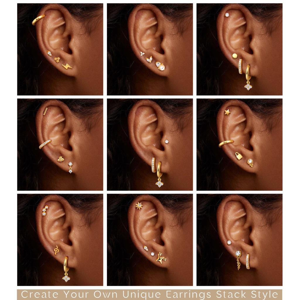 Drperfect 1pc Earrings for Sensitive Ears Surgical Steel Earrings for Women Dainty Flat Back Earring Stud Hoop Cartilage Earring