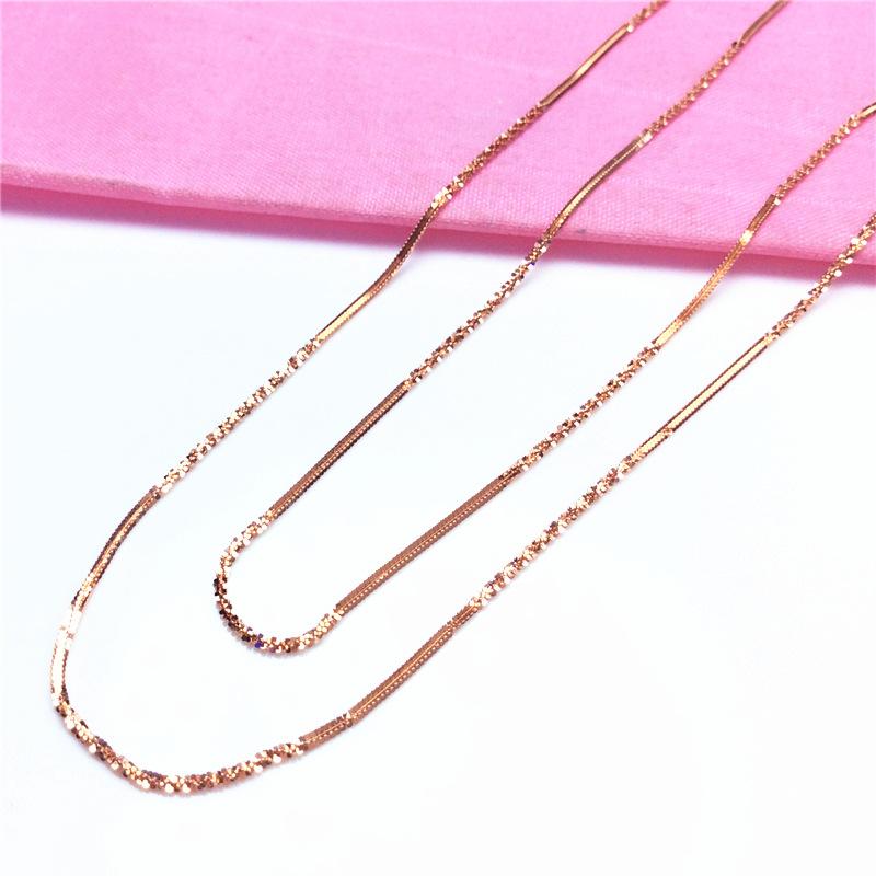 Exquisite Russian 585 Purple Gold Cold Wind Snake Bone Corrugated Necklace Exquisite Rose Gold Plated Color Gold Collarbone Chain