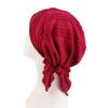 New Cotton Crinkle Muslim Hijab Hats Solid Color Elastic Chemo Beanies Caps Triangle Turban Head Wrap Cancer Bandanas