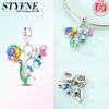 Charm Silber Verträumte Bunte Schnecke Blume Anhänger Perle Passt Echtes Armband Charm Für Frauen Schmuck DoItYourself Basteln Geschenk