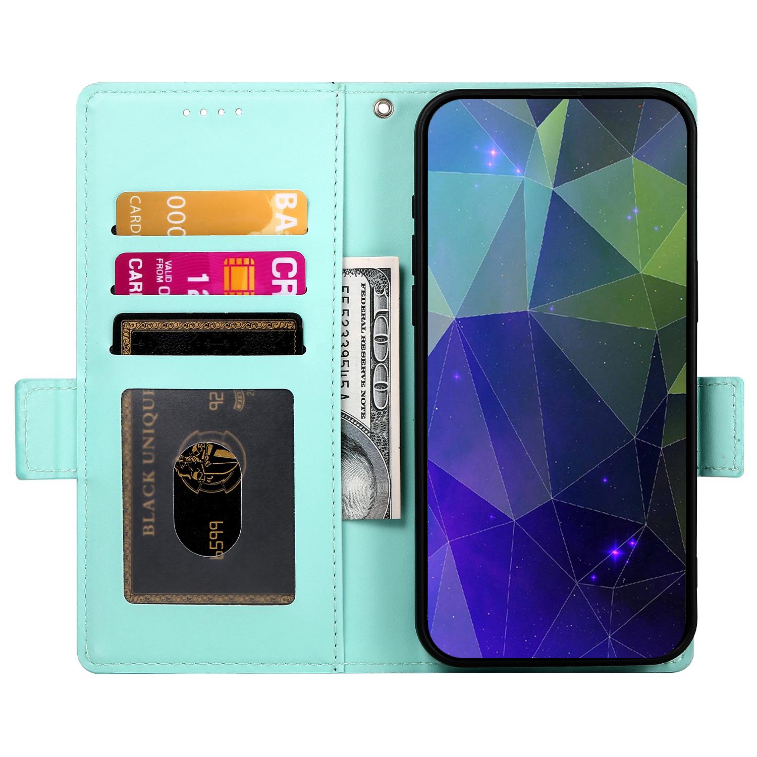 

DF-010 For Google Pixel 8a Case PU Leather Wallet Stand Phone Cover Mint Green