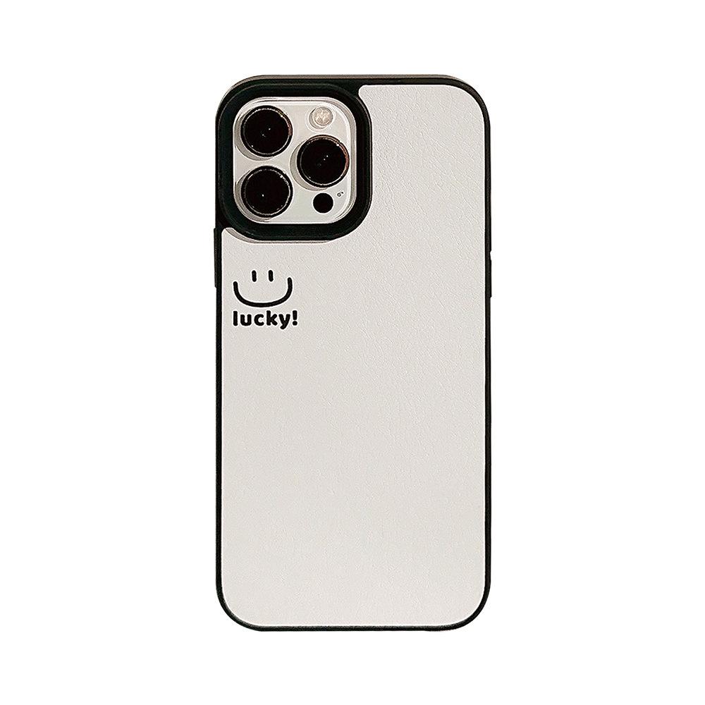 Smiley Apple Phone Case 14pro Max Lambskin 11 Suitable for IPhone 16 Personality Simple 15 Anti Fall