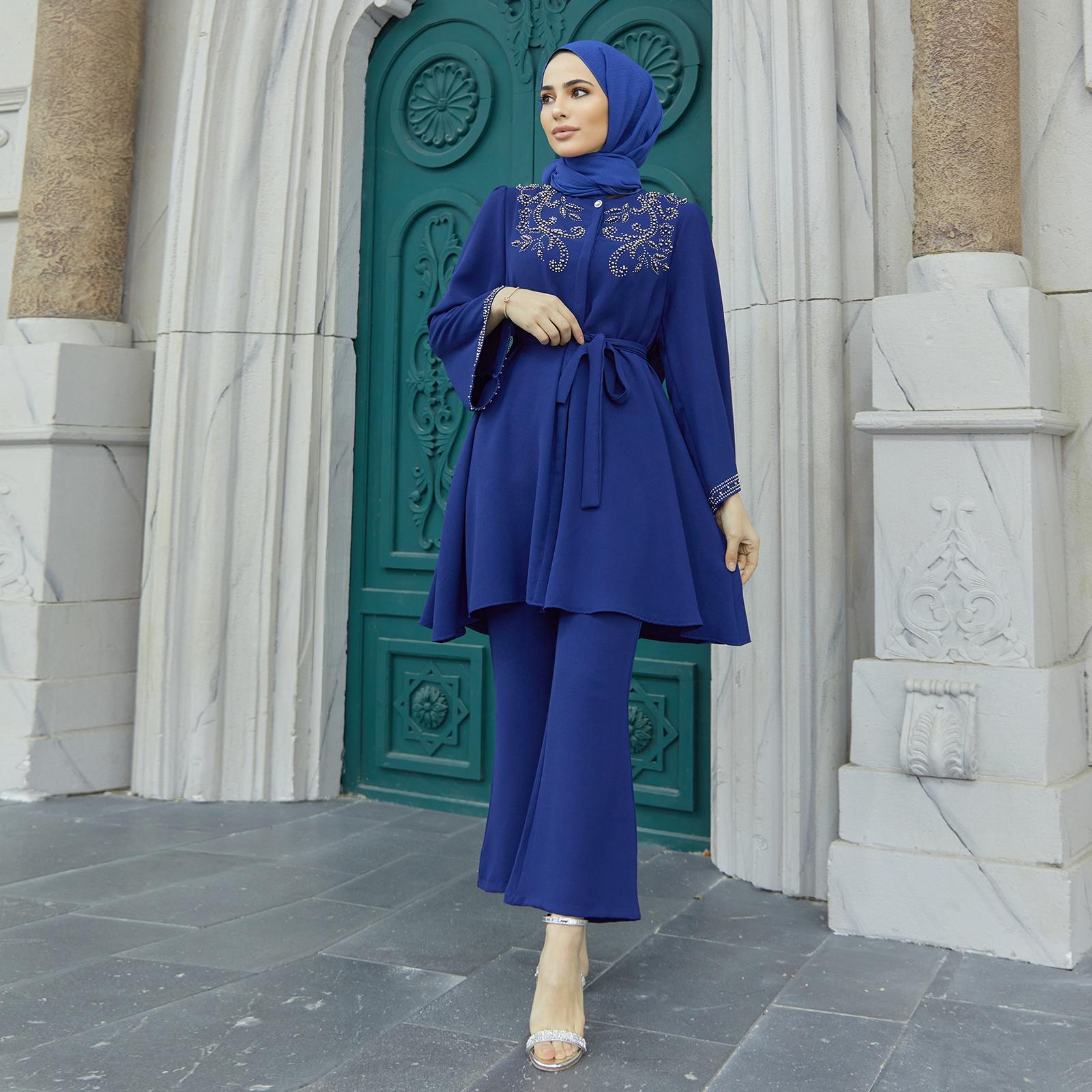 

Mona Tunic Pants Women Double Set Suit Belted