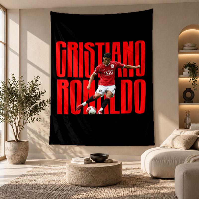 Decorative Tapestry,Cristiano Ronaldo Printed Wall Art, Lightweight Wall Hanging For Bedroom Background