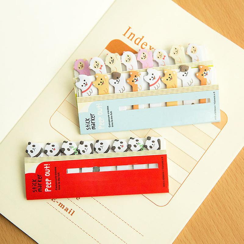 1 Pcs Kawaii Stationery Cartoon Animals Marker Memo Pad Sticky Bookmark Flags Index Tab Sticky Notes Label Paper Stickers