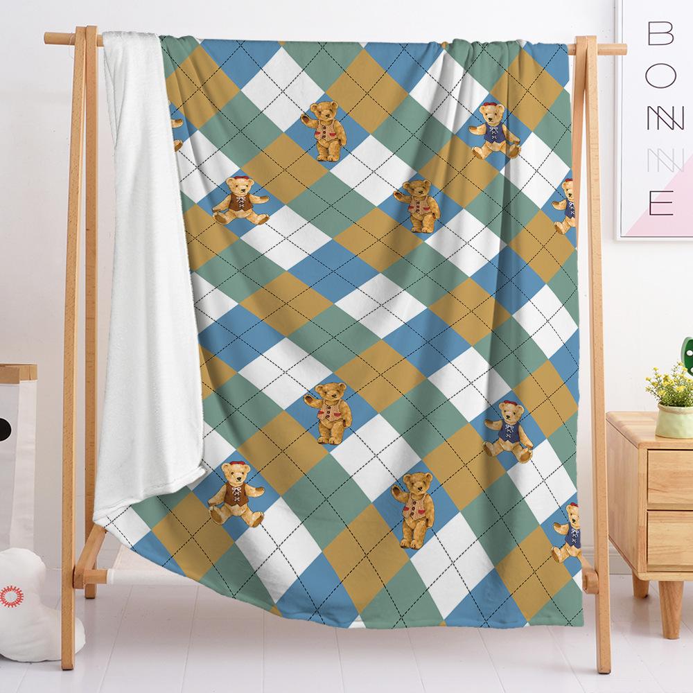 2D Digital Printing, Striped Plaid Blanket Fresh Flannel Blanket eBay Blanket Spring Autumn
