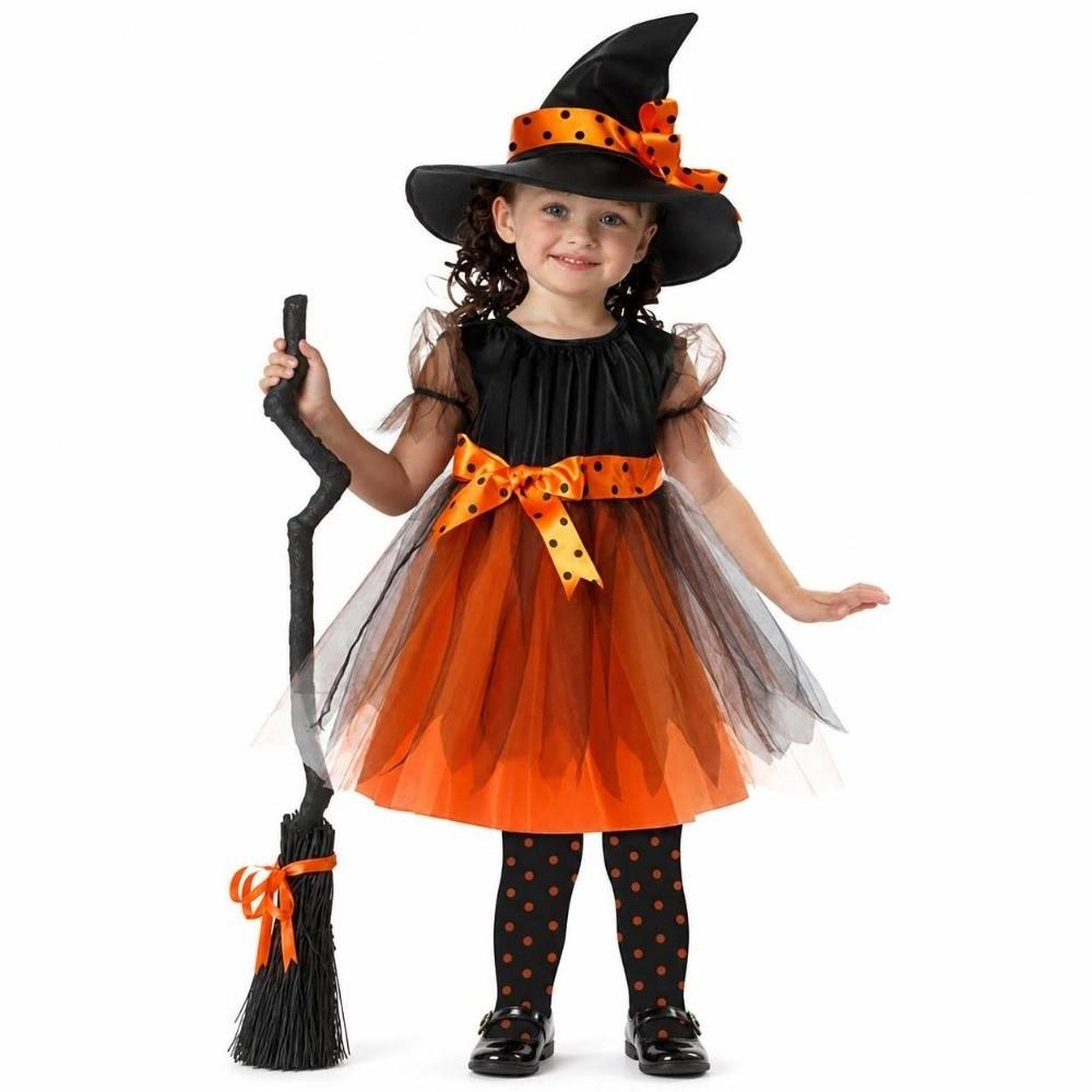Dress Up Girls Witch Halloween Costume Gothic Witch Elf Dress Costume Ghost Bride