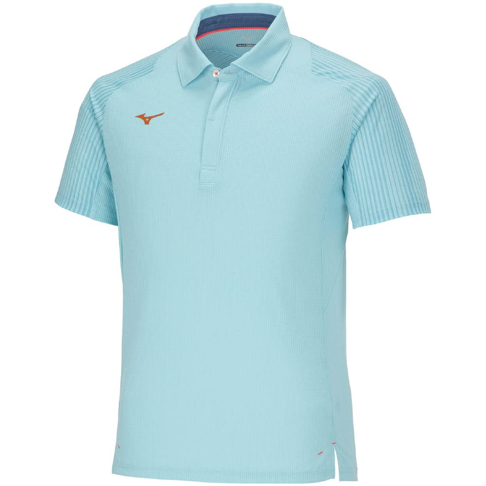 

Mizuno Dry Aeroflow Training Polo Short Highly Tanager Size 32MAA081 Men s Shirt, Sleeve, Breathable, Sweat-Wicking, Quick-Drying, Turquoise,