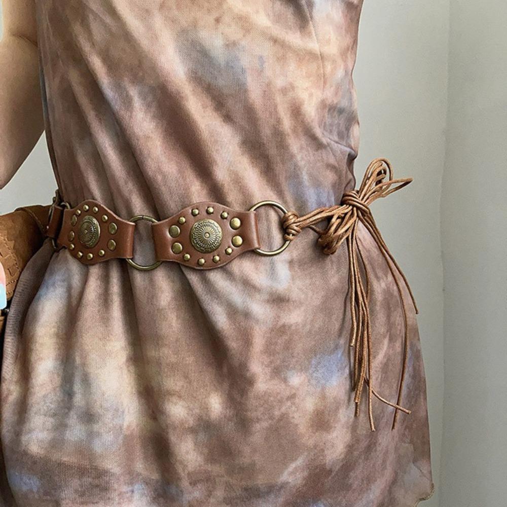 Gothic Steampunk Waist Belt Vintage Rivet Waistband Retro Waist Cinch Belt Female Jeans