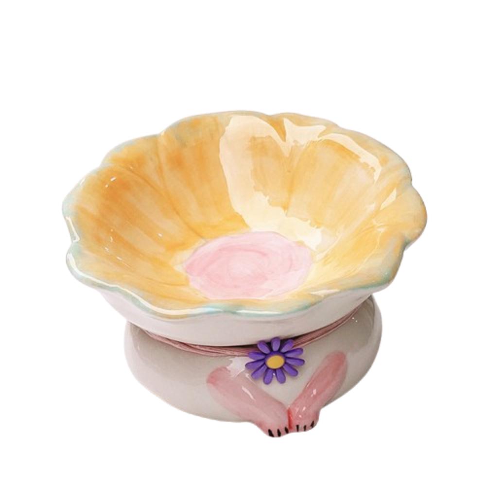 Flower Shaped Cat Food Bowl Anti Tipping Neck Protection Bowl Pet Drinking Bowl  Multi-Pet