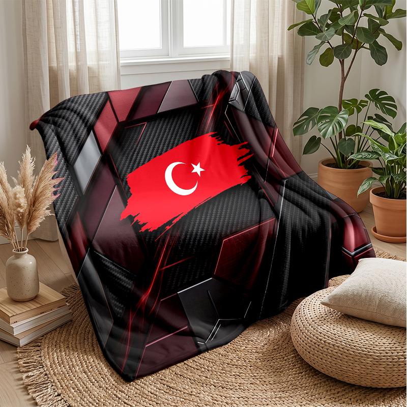 Turkey Football Printed Flannel Blanket Skin Friendly Warm Decorative Throw for Indoor Couch Bed Daily Use