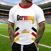 Men's Short Sleeve Crew Neck Soccer Graphic Print T Shirt with Germany Flag and Football Design for Sports Fans