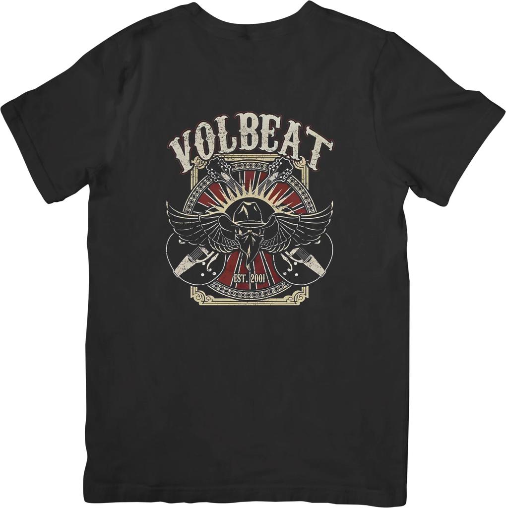 Volbeat Music Unisex Střih pro muže a ženy Kvalitní bavlněné tričko Černé