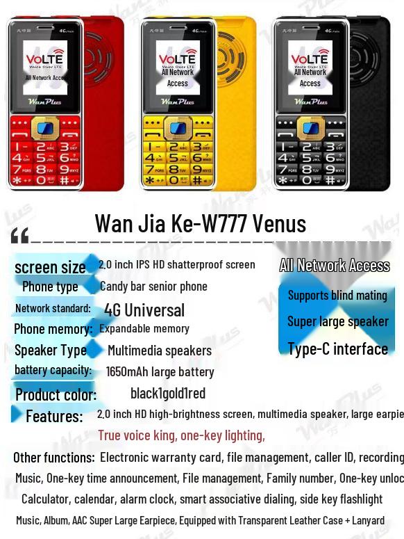 Wandeli N11 4G Senior Phone: Large Font, Loud Sound, Bar Key Design for Elderly