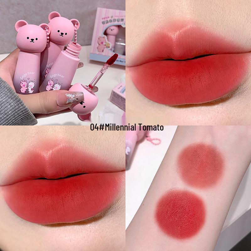 Makeup Gege Bear Xiong Soft Mist Lip Mud: Velvet Matte, Non-Drying, Waterproof Lip Glaze.