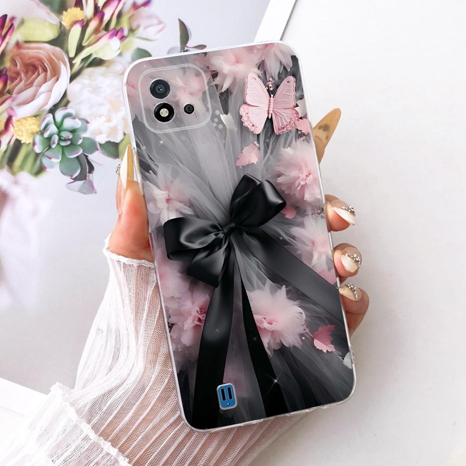 For Realme C11 2021 Case RMX3231 Colorful Flowers Painted Cover Soft Silicone Phone Case For Realme C20 C 11 RealmeC11 2021 Bags