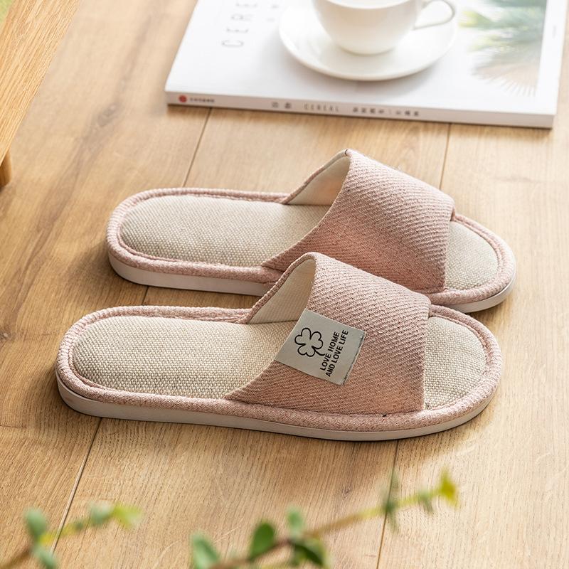 Linen Slippers Women's Spring and Autumn Four Seasons Indoor Household Cotton and Linen Home Non-slip Summer Male Couple