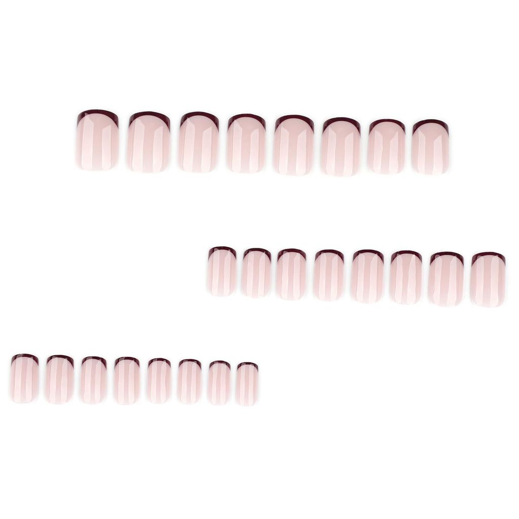 French Red Square Fake Nails - Popular Short Wearable Manicure Set