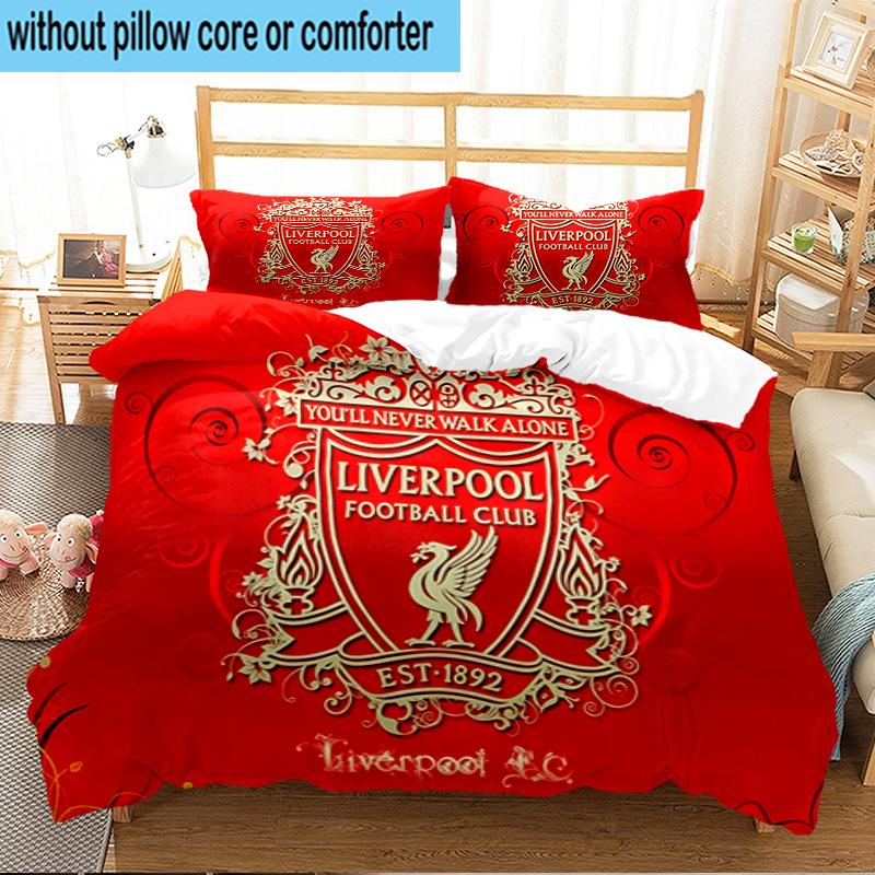 Liver-pool Crest 3PCS Print Bedding Set, Includes A Duvet Cover and Two Pillowcases for Bedroom, Dormitory, Suitable for All Seasons