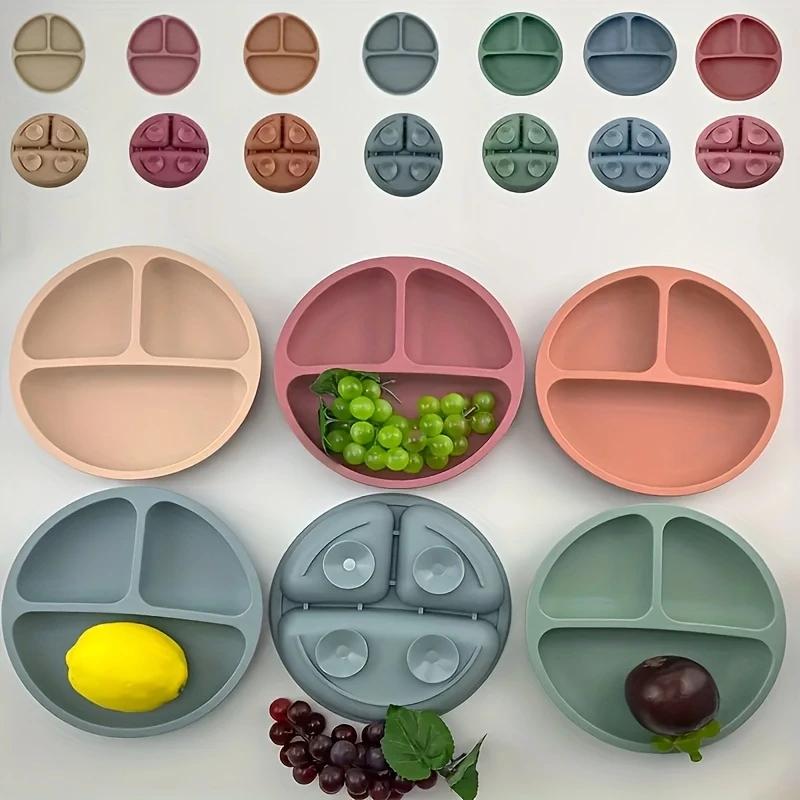 Baby Silicone Dining Plate Kids Feeding Plate Sucker Bowl Owl Shape Children Dishes Feeding Toddler Training Tableware BPA Free