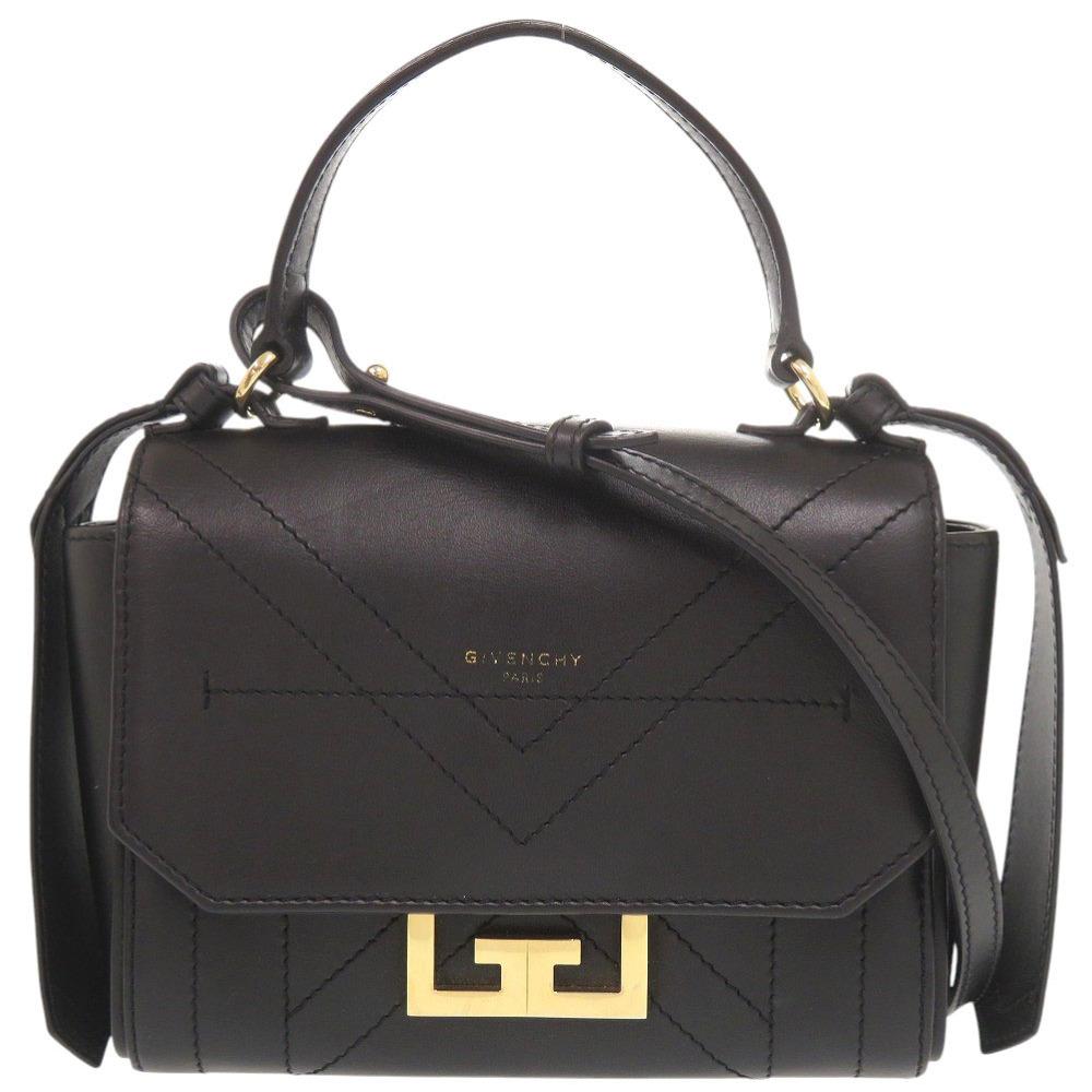 Used AUTHENTIC GIVENCHY 2WAY Eden Mini Shoulder Bag Black Leather